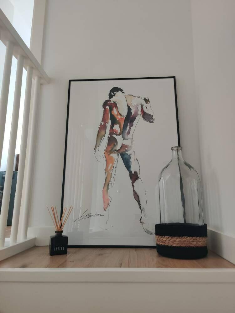 Back Arched art print by Brenden Sanborn hanging in a collector's home