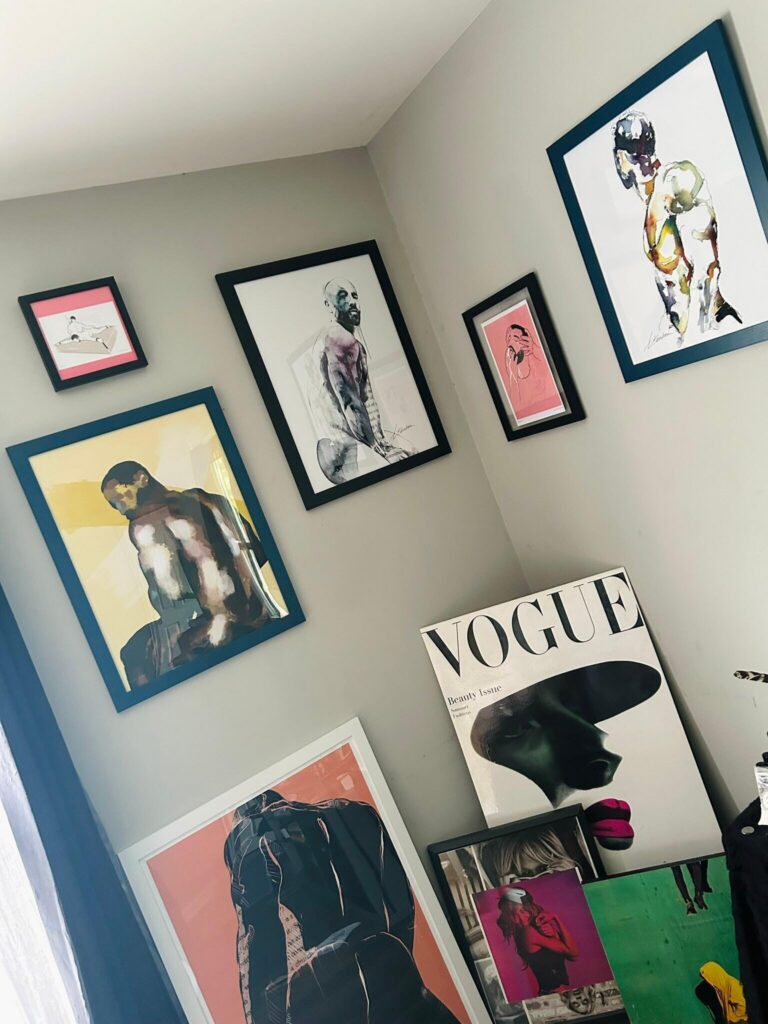 Male Figure Looking Away art print by Brenden Sanborn hanging in a collector's home
