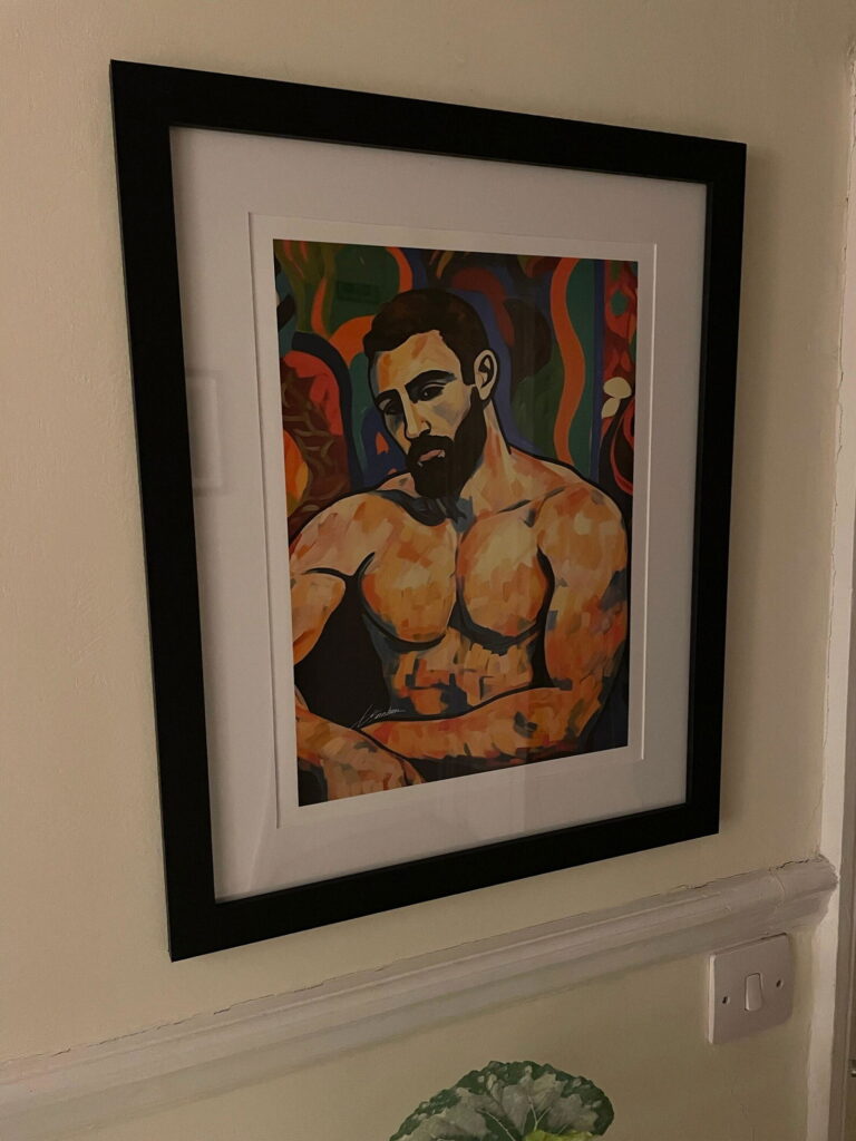 Lounge and Gaze art print by Brenden Sanborn hanging in a collector's home
