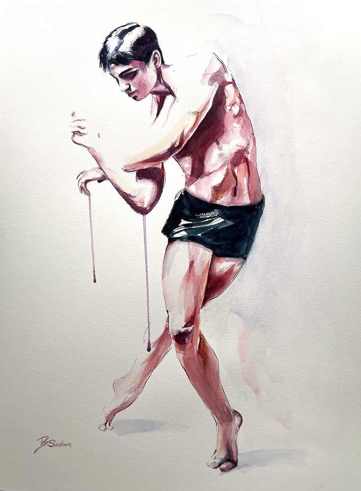 One Breath of Balance, watercolor of a dancer by Brenden Sanborn