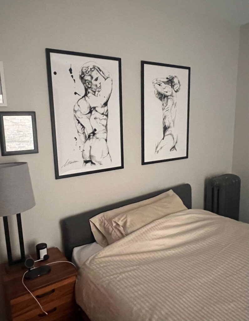 Soft Turn and Ink art print by Brenden Sanborn hanging in a collector's home